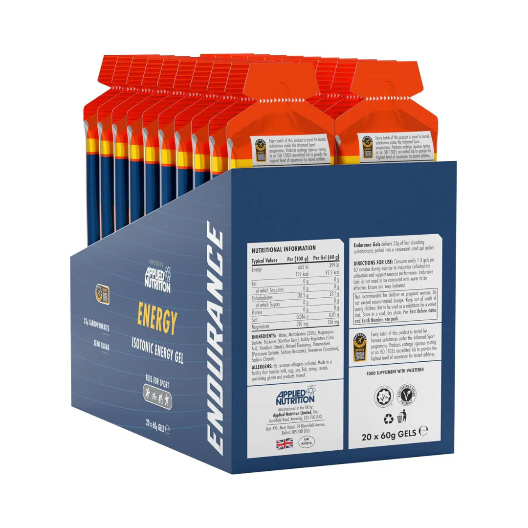 Applied Nutrition Endurance Energy Gel - 20x60g (Orange) - Evolution Supplements - Applied Nutrition Endurance Energy Gel Rear