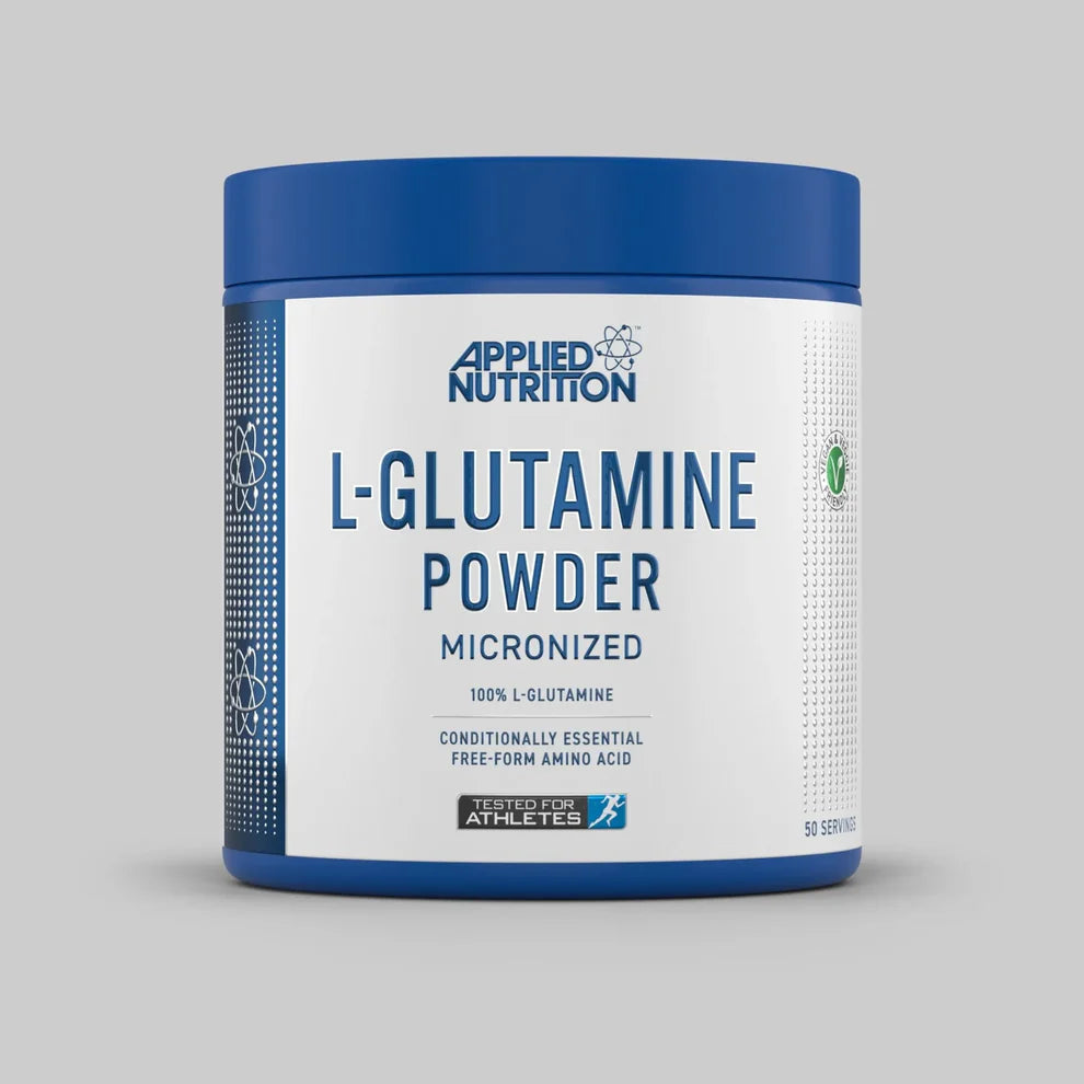 Applied Nutrition L-Glutamine Powder (Choice of Sizes) - Evolution Supplements - Applied Nutrition Glutamine Front