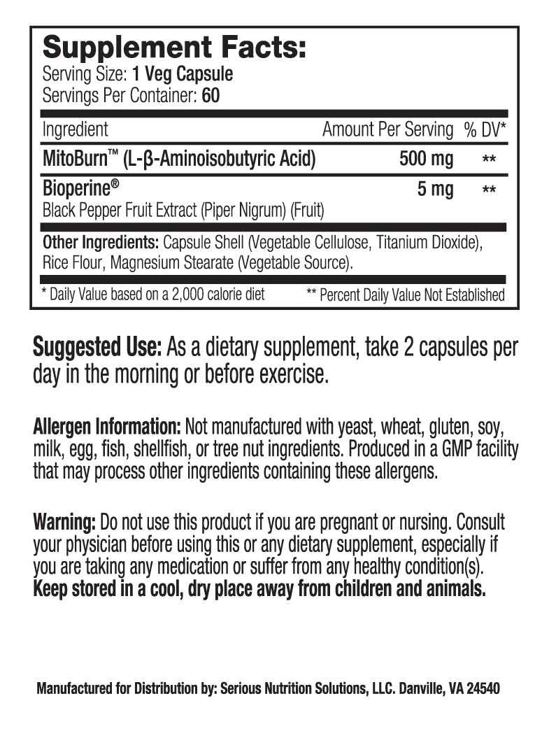 SNS MitoBurn XT – 60 Veg Capsules