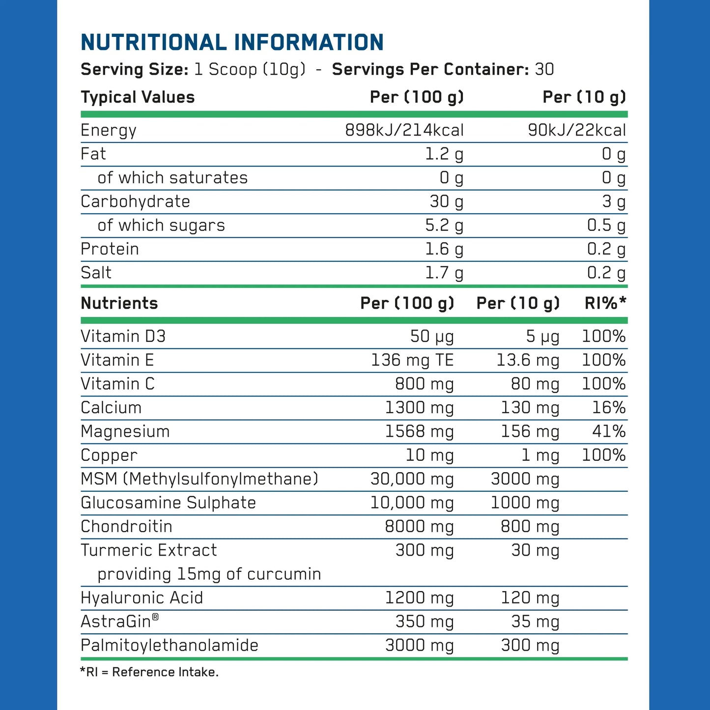 Applied Nutrition Joint Complex Supplement 300g (Choice of Flavours) - Evolution Supplements - Applied Nutrition Joint Complex Supplement Ingredients