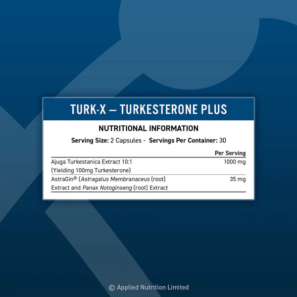 Applied Nutrition Turk X Turkesterone Plus - 60 Capsules - Evolution Supplements - Applied Nutrition Turk X Turkesterone Ingredients