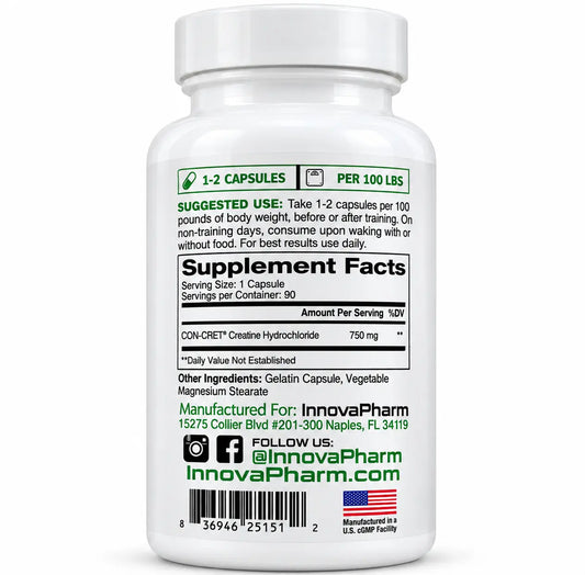 InnovaPharm Creatine HCL 750mg – 90 Capsules – product packaging