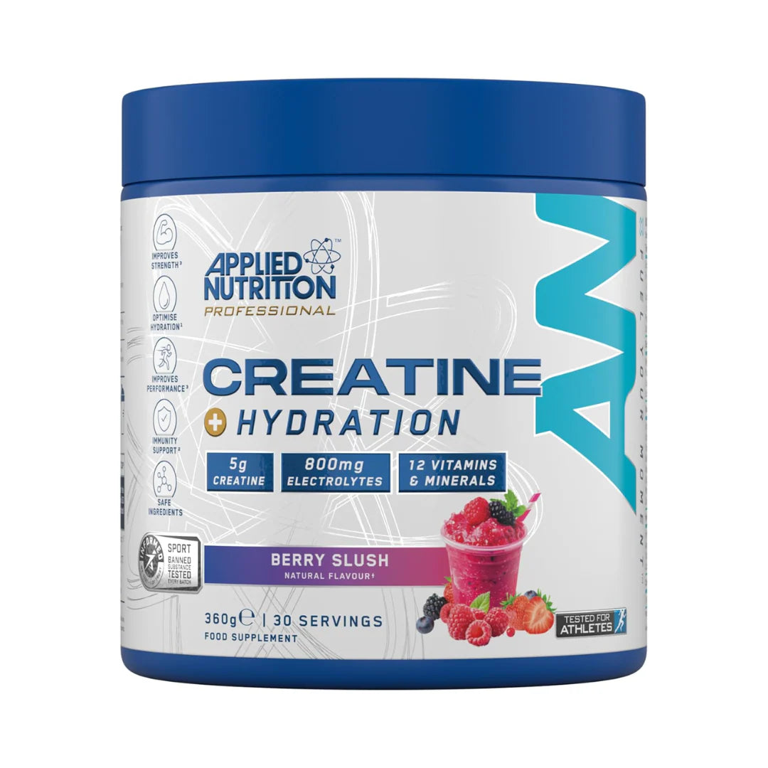 Applied Nutrition Creatine Monohydrate + Hydration 360g (Choice of Flavours) - Evolution Supplements - Applied Nutrition Creatine Monohydrate + Hydration Front