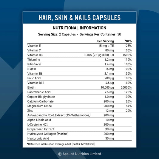Applied Nutrition Hair Skin and Nails Supplement - 60 Caps