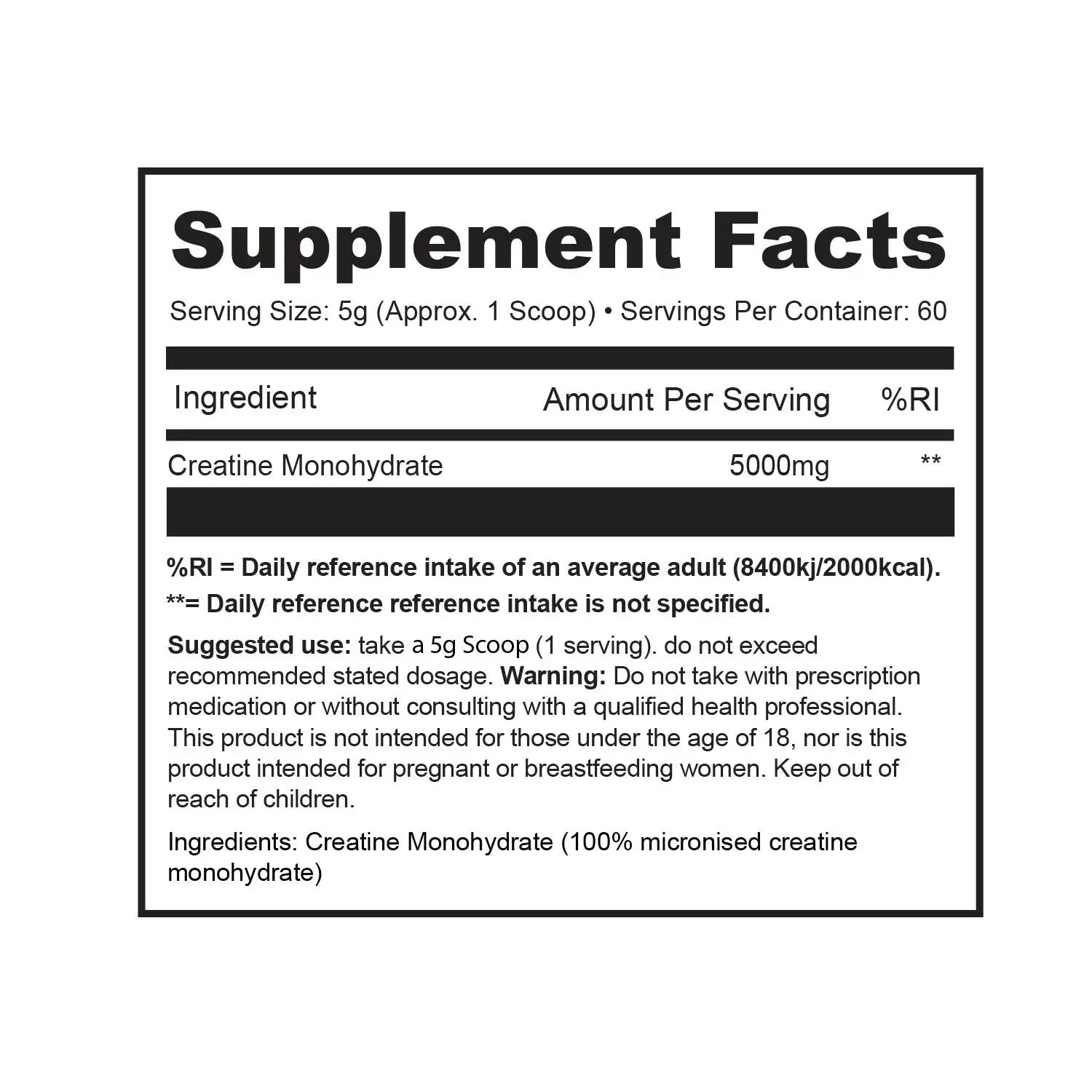 1SourceSupplements CREATINE1 Micronised Creatine Monohydrate | 300g product image 2