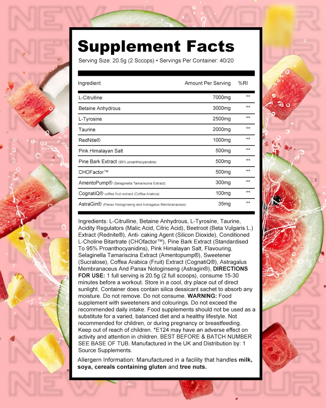 1SourceSupplements PUMPED1 Non-Stimulant Pre-Workout | 410g product image 3
