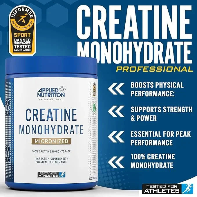 Applied Nutrition Creatine Monohydrate 250g (Choice of Flavours) - Evolution Supplements - Applied Nutrition Creatine Monohydrate 250g Banner 4