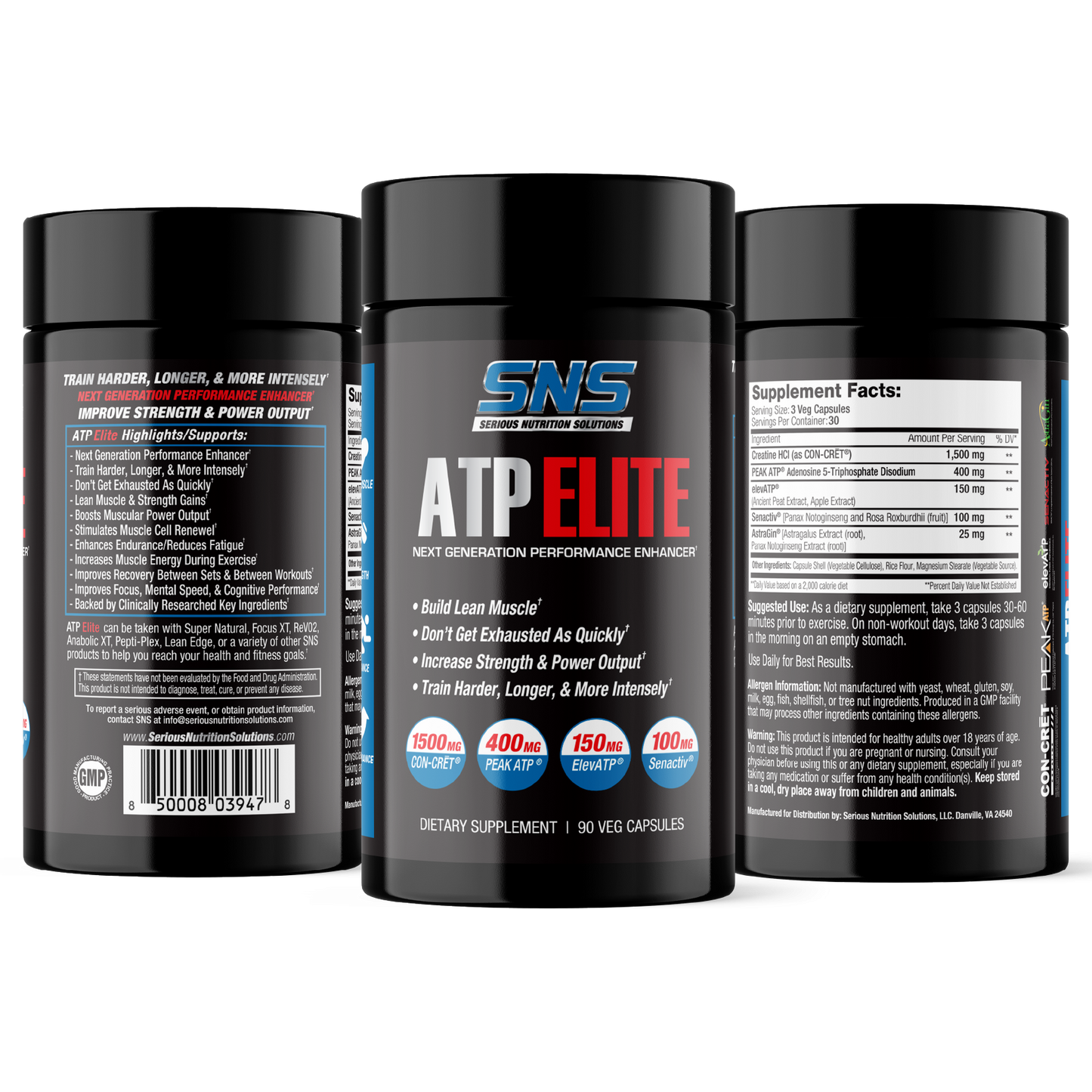 SNS ATP Elite Veg Caps - 90 Vegan Capsules for Enhanced Energy and Performance