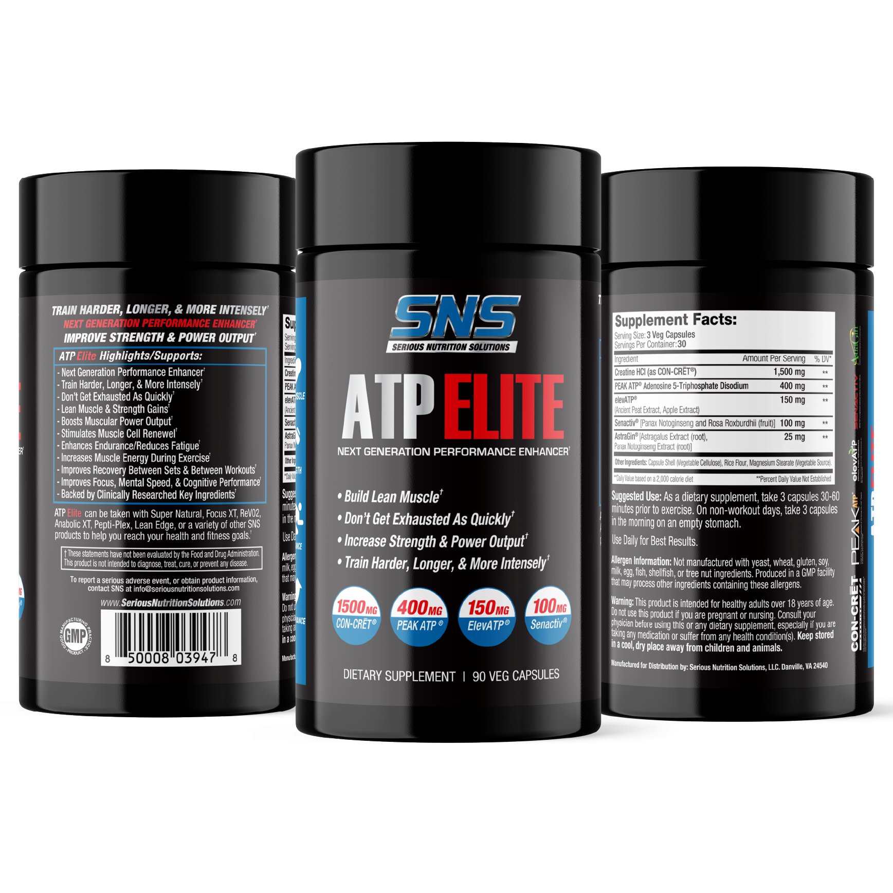 SNS ATP Elite Veg Caps - 90 Vegan Capsules for Enhanced Energy and Performance