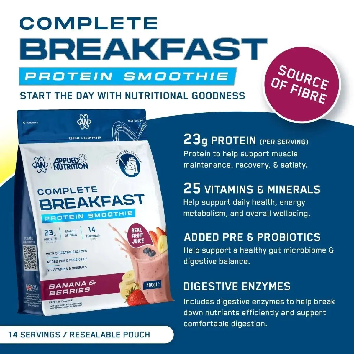 Applied Nutrition Complete Breakfast – High Protein Breakfast Smoothie | 14 Servings