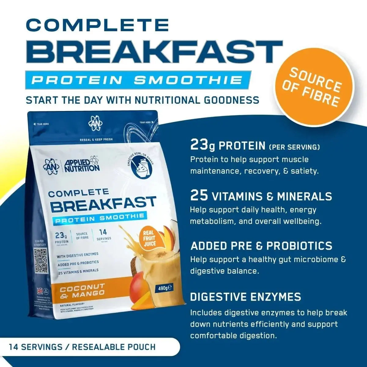 Applied Nutrition Complete Breakfast – High Protein Breakfast Smoothie | 14 Servings