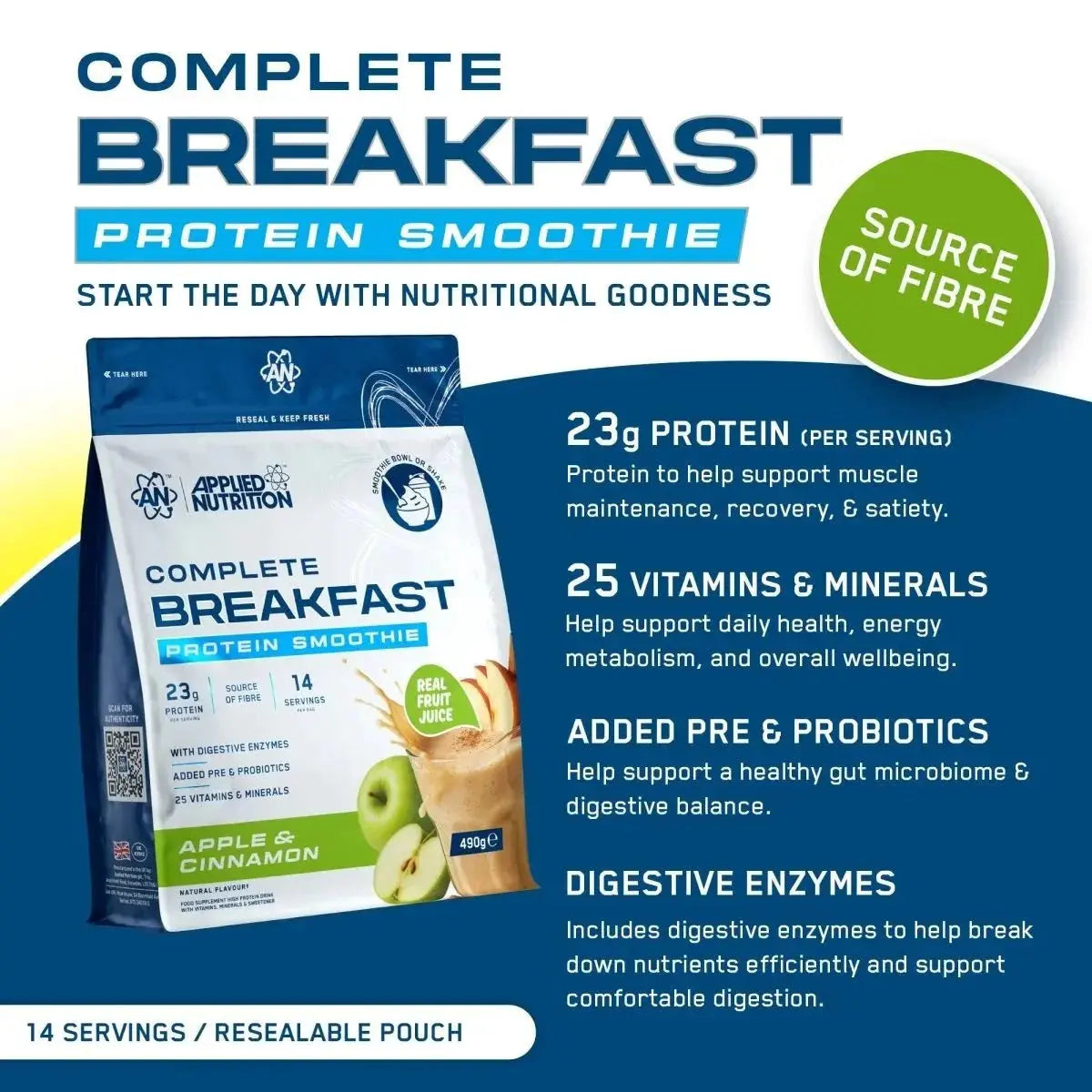 Applied Nutrition Complete Breakfast – High Protein Breakfast Smoothie | 14 Servings