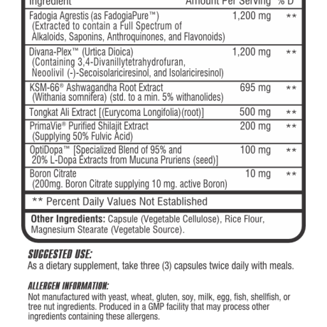 CEL M-Test – 180 Caps - Evolution Supplements - CEL M Test Ingredients
