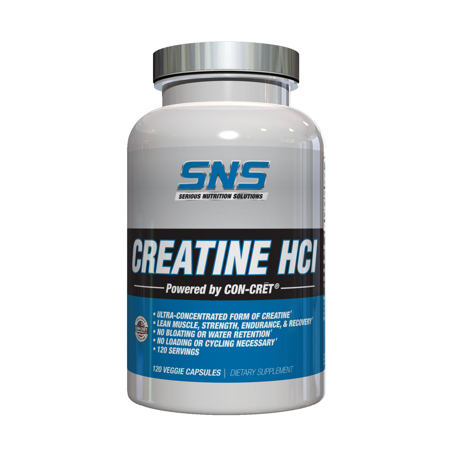 SNS Creatine HCL – 120 Caps - Evolution Supplements - Creatine HCL Front