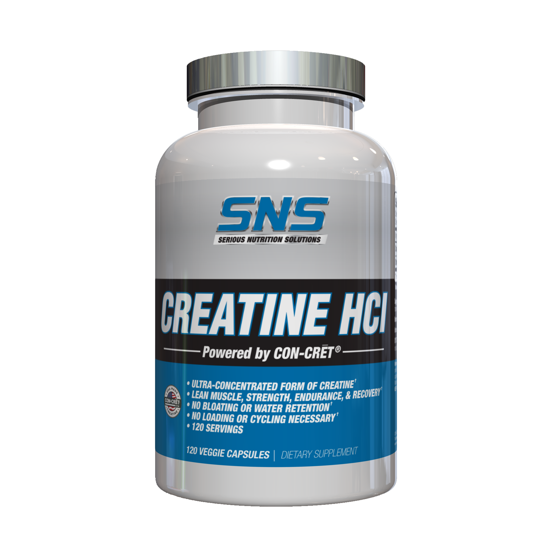 SNS Creatine HCL – 120 Caps - Evolution Supplements - Creatine HCL Front
