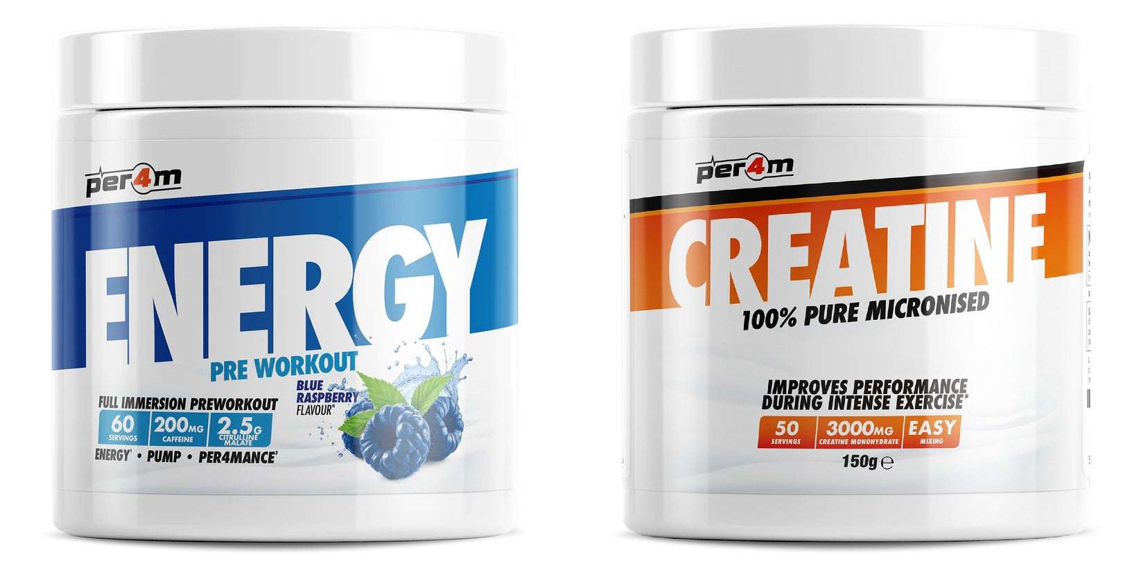 Per4m Creatine 150g + Energy Preworkout 390g Bundle