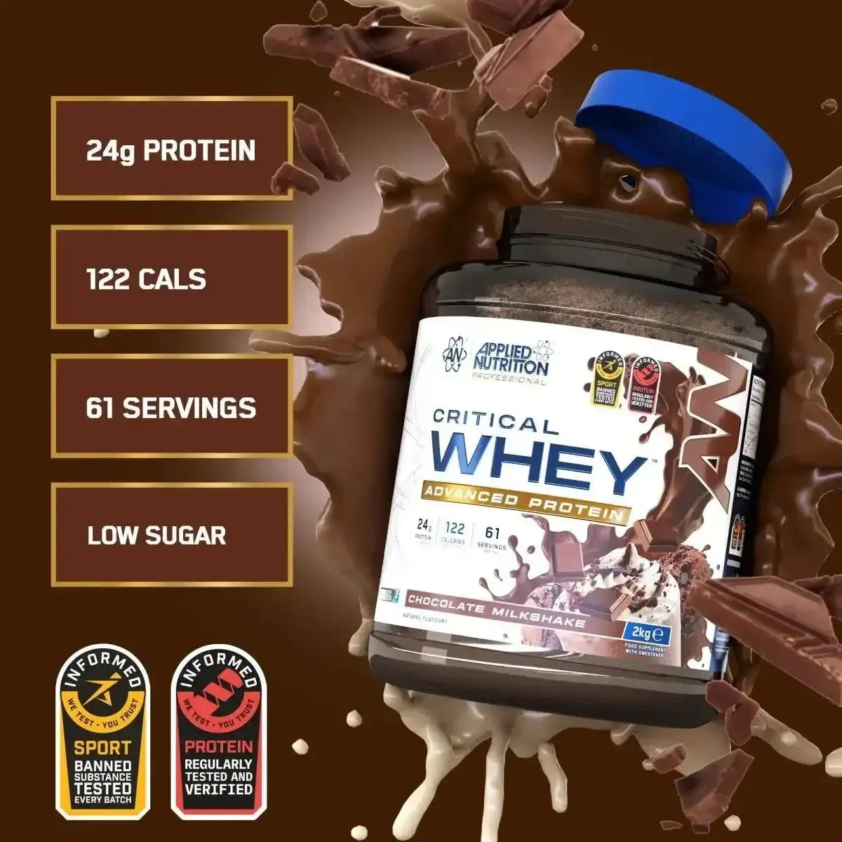 Critical Whey Protein 2kg Chocolate Milkshake Macros