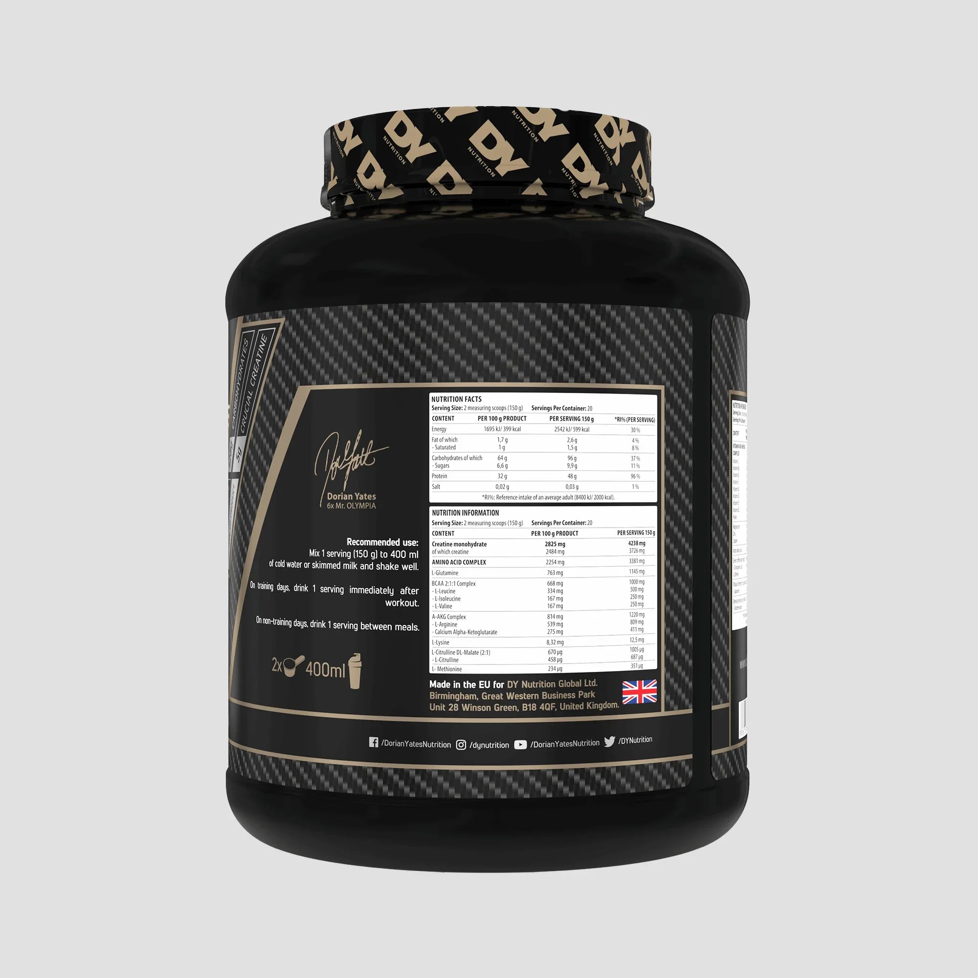 DY Nutrition - Mass Gainer Game Changer Mass 3kg - 20 Servings