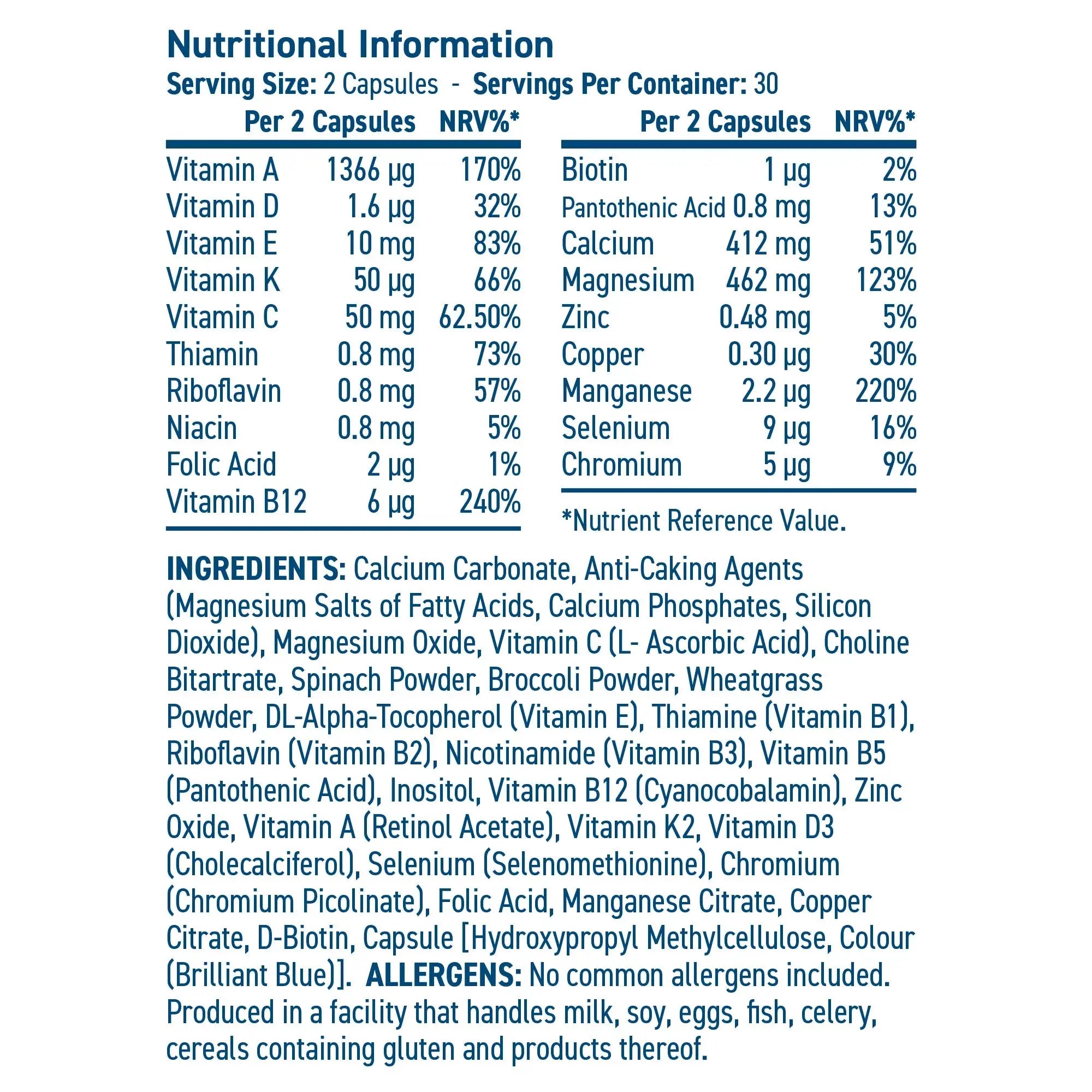 Applied Nutrition Greens Multivitamin - 60 Capsules (30 Servings)