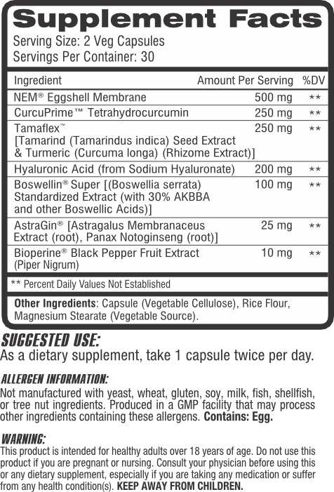 CEL Joint Edge - 60 Veg Caps - Evolution Supplements - CEL Joint Edge Ingredients