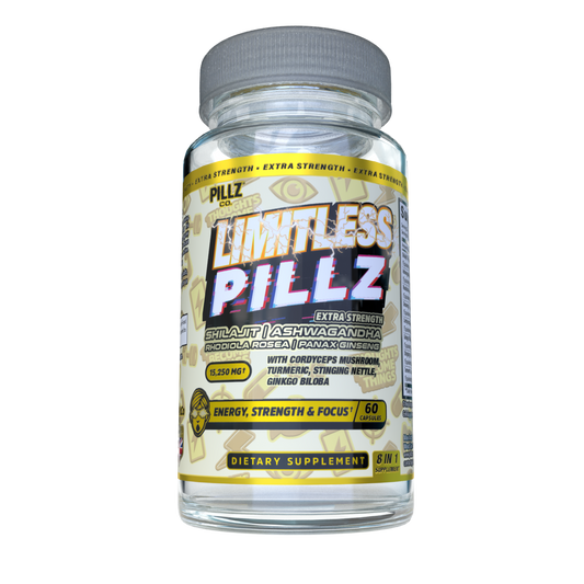 LimitlessPillz™ – 8-in-1 Shilajit Complex with Ashwagandha, Panax Ginseng, Rhodiola, Turmeric, Ginkgo, Nettle & Cordyceps Mushrooms