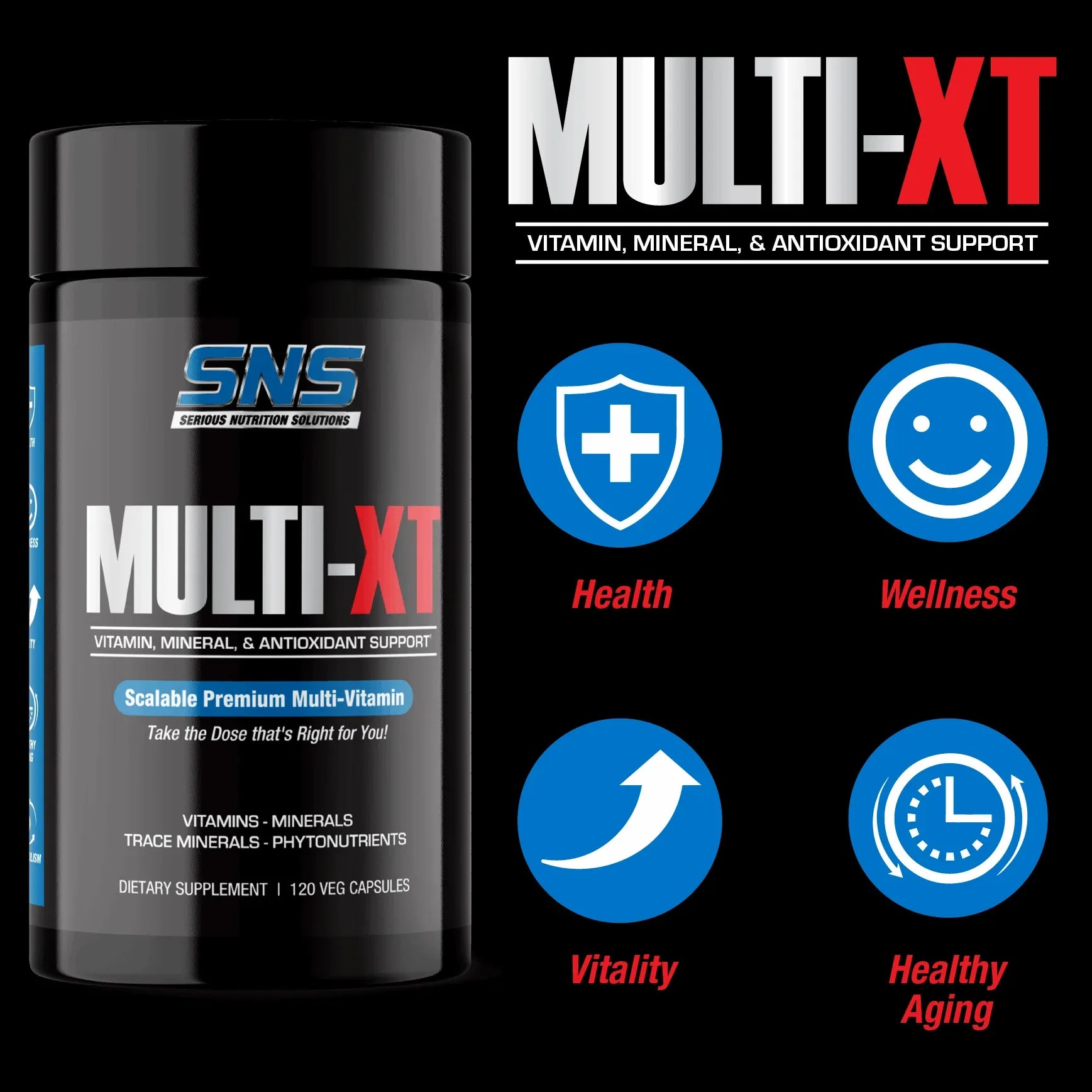 SNS Multi XT – Premium Scalable Multi-Vitamin & Mineral - 120 Veg Caps - Evolution Supplements - SNS Multi XT flyer 3