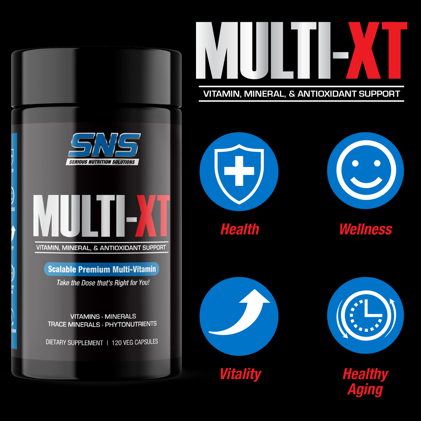 SNS Multi XT – Premium Scalable Multi-Vitamin & Mineral - 120 Veg Caps - Evolution Supplements - SNS Multi XT flyer 3
