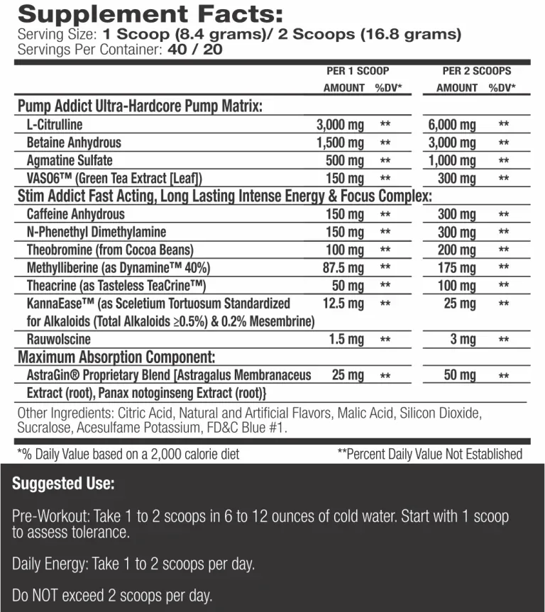 Muscle Addiction - Pump Addict Ultra Hardcore - Variety of Flavours