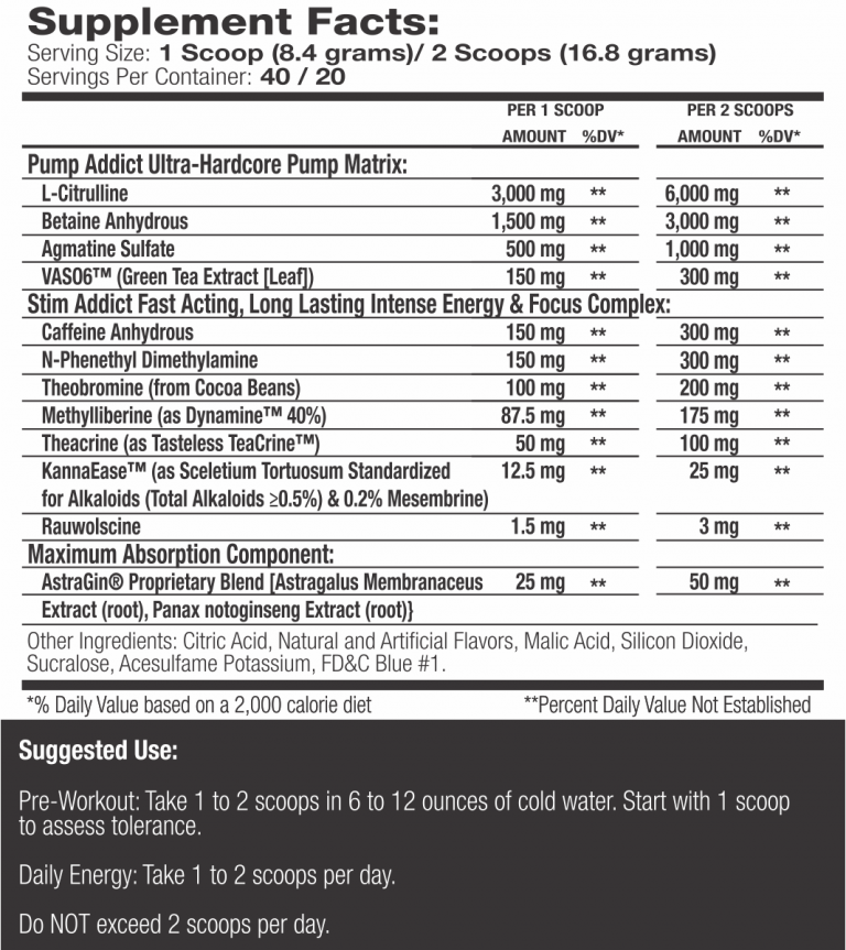 Muscle Addiction - Pump Addict Ultra Hardcore - Variety of Flavours