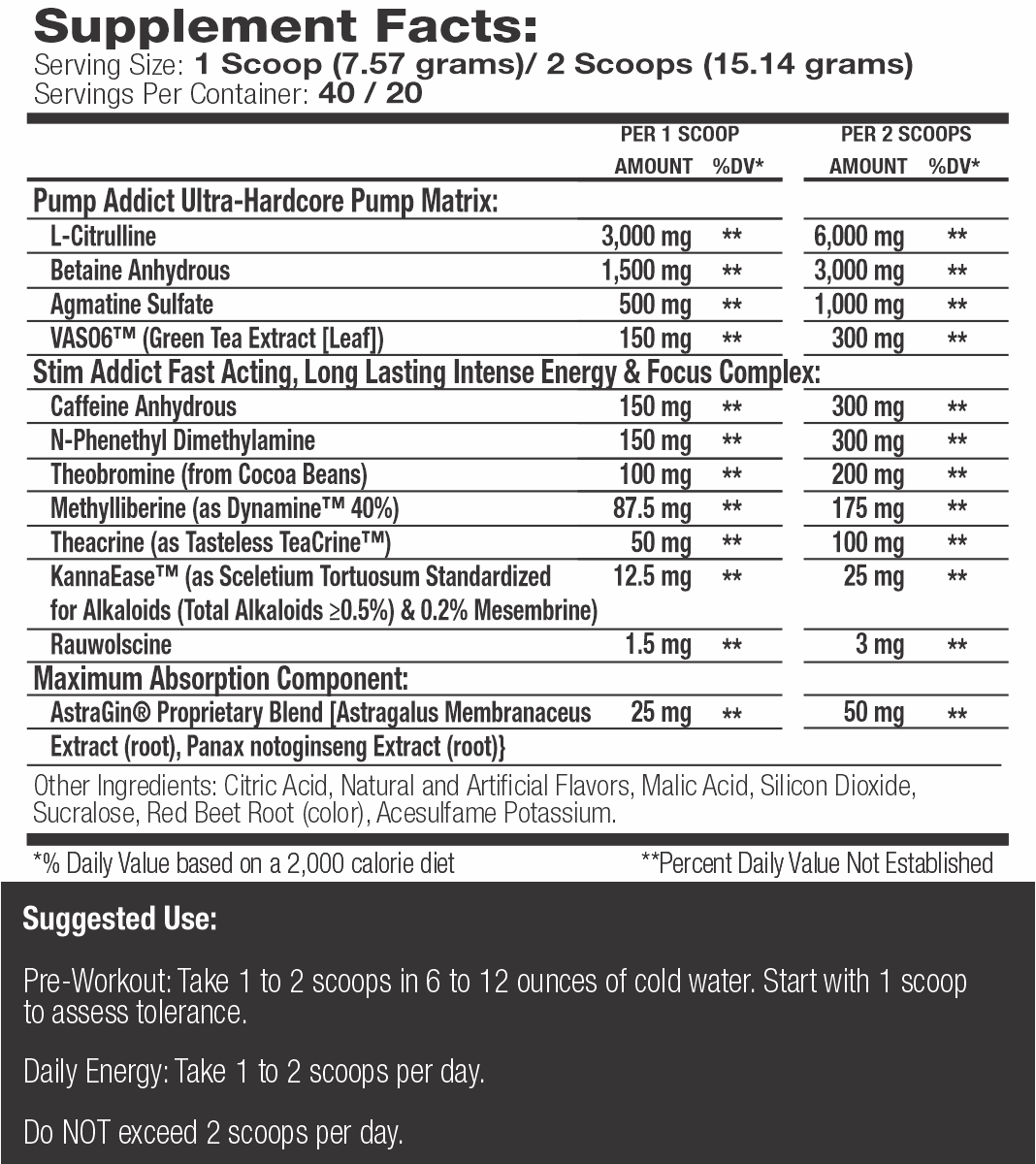 Muscle Addiction - Pump Addict Ultra Hardcore - Variety of Flavours