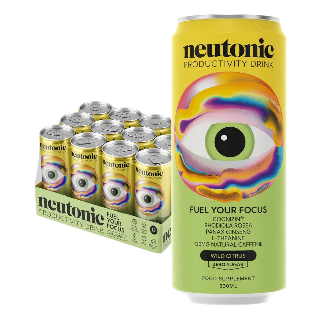 Neutonic Productivity Nootropic Energy Drinks - Box 12 Cans in Variety of Flavours