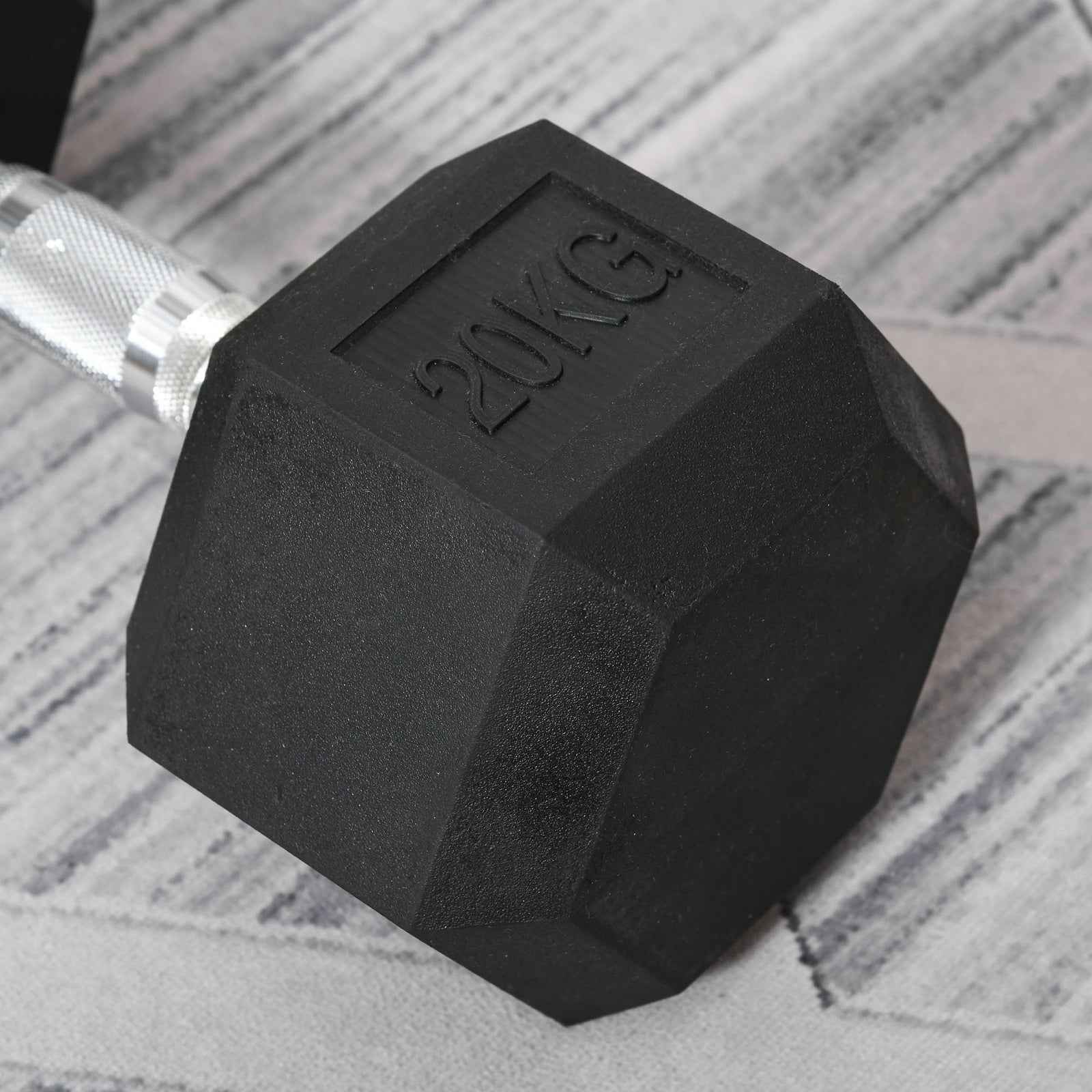 Homcom 20KG Single Rubber Hex Dumbbell Portable Hand Weights Dumbbell Home Gym