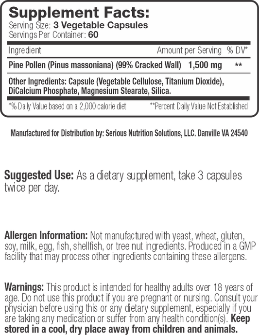 SNS Pine Pollen - 180 Veg Caps