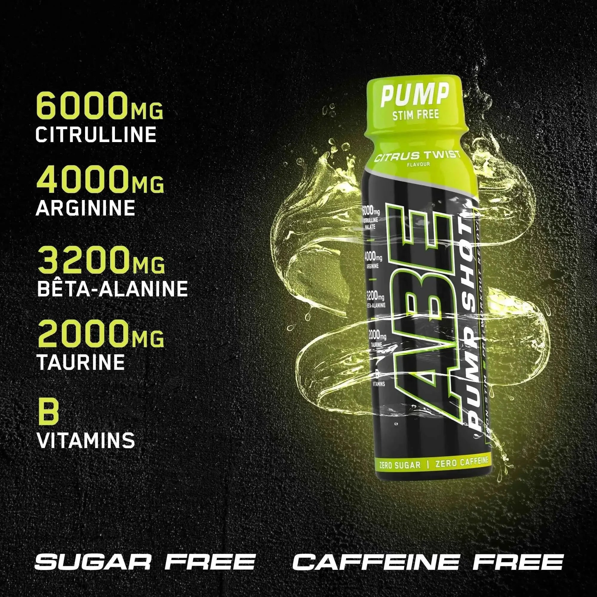 ABE Pump Pre Workout Shots - Stim & Caffeine Free - Box of 12 in Variety of Flavours