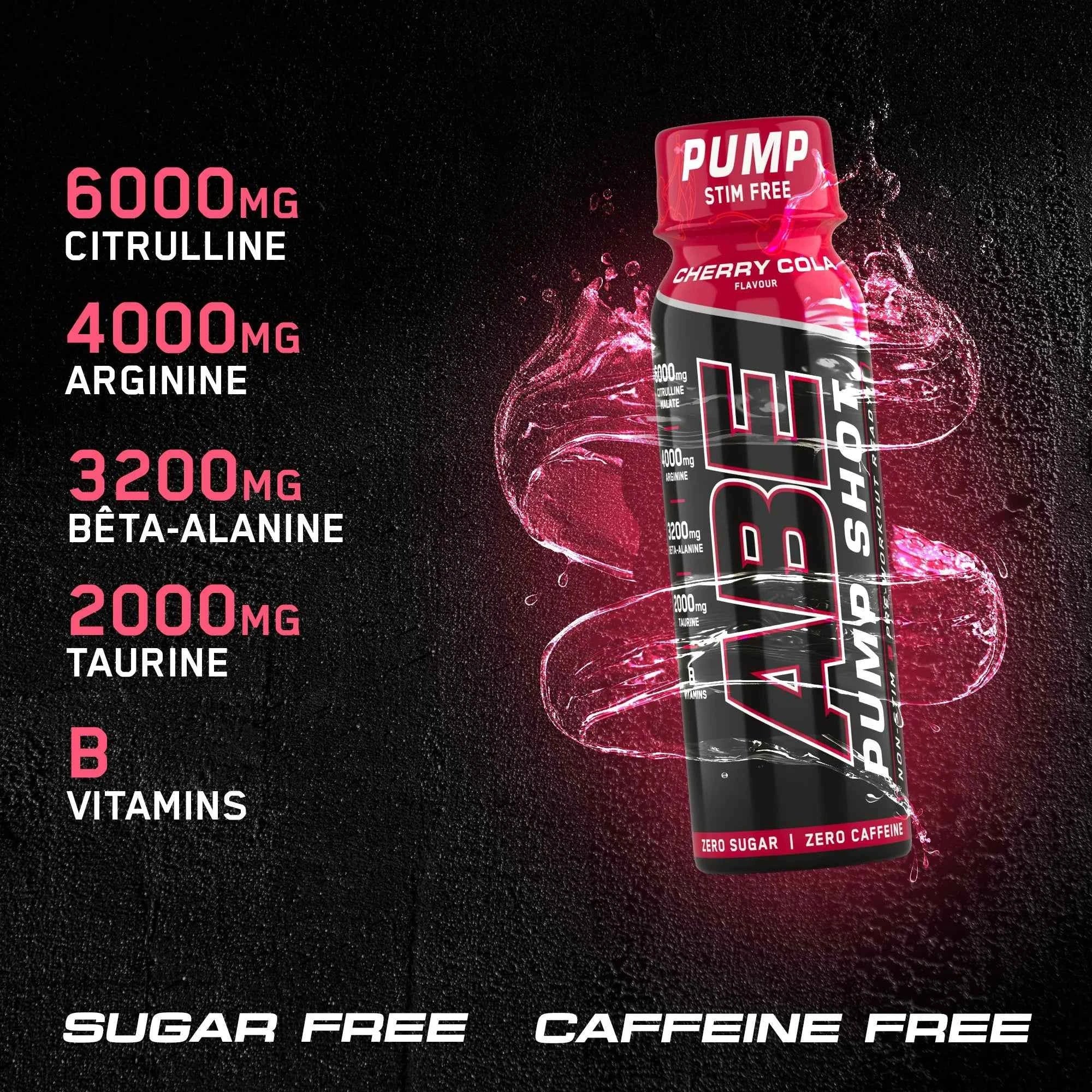 ABE Pump Pre Workout Shots - Stim & Caffeine Free - Box of 12 in Variety of Flavours