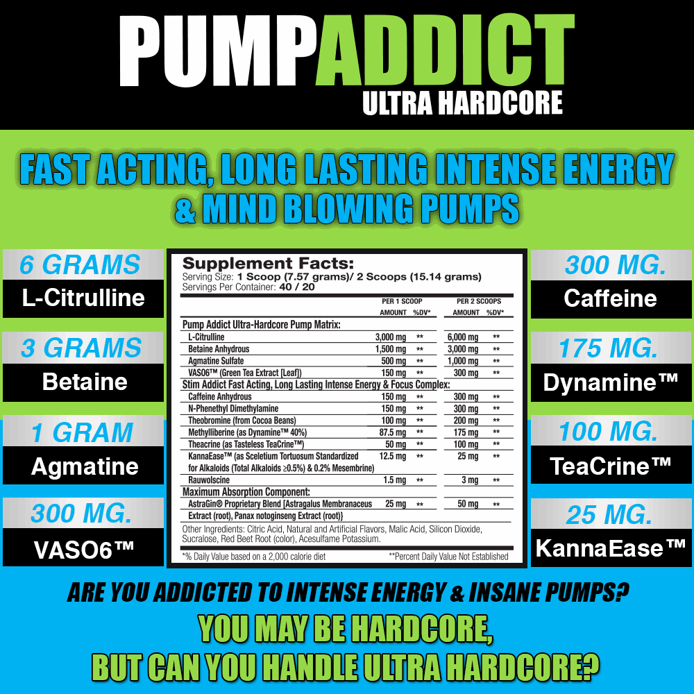 Muscle Addiction - Pump Addict Ultra Hardcore - Variety of Flavours