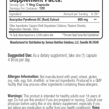 SNS Anacyclus XT – 120 Veg Caps - Evolution Supplements - Anacyclus Ingredients