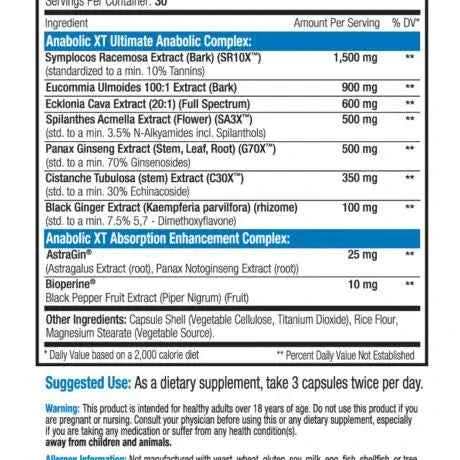 SNS Anabolic XT – 180 Veg Caps