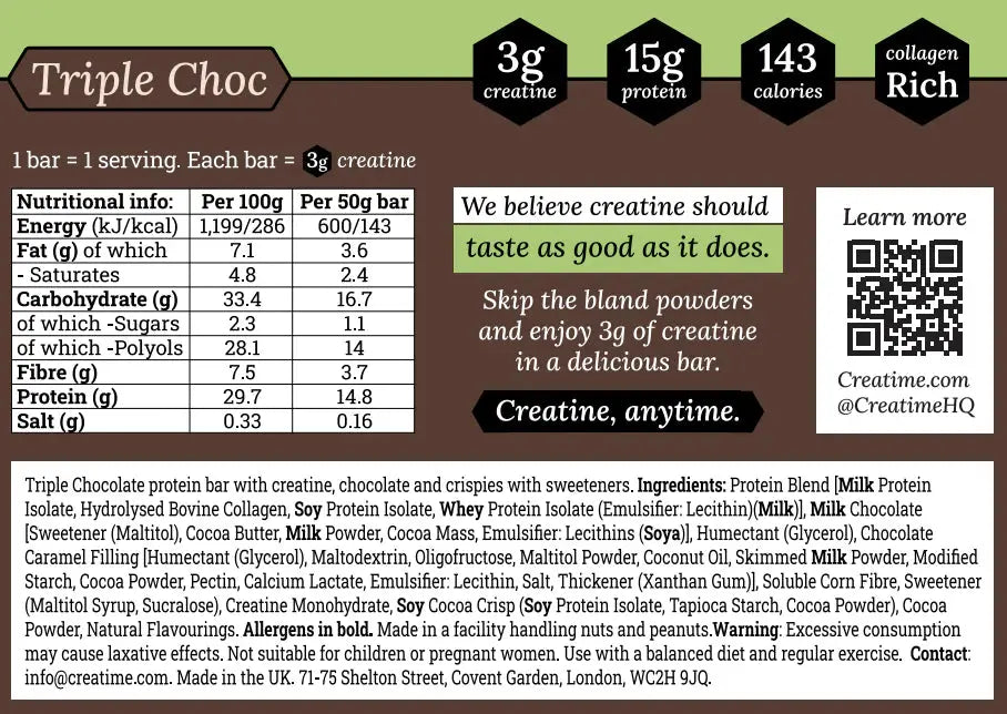 Creatime - Creatine Protein Bar - Box of 12x50g