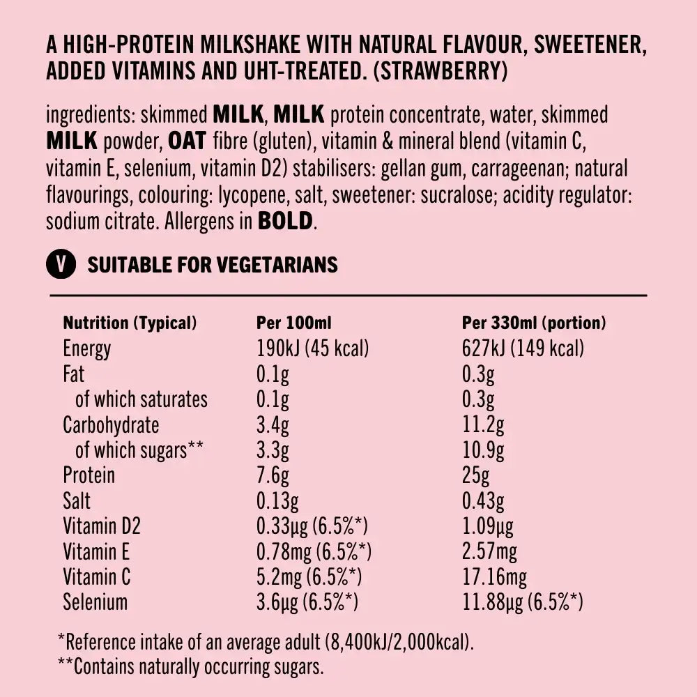 UFIT 25G High Protein Shake Drink - Case of 10x330ML