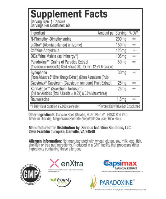 SNS Thermagize XT – 60 caps - Evolution Supplements - SNS Thermagize XT Ingredients