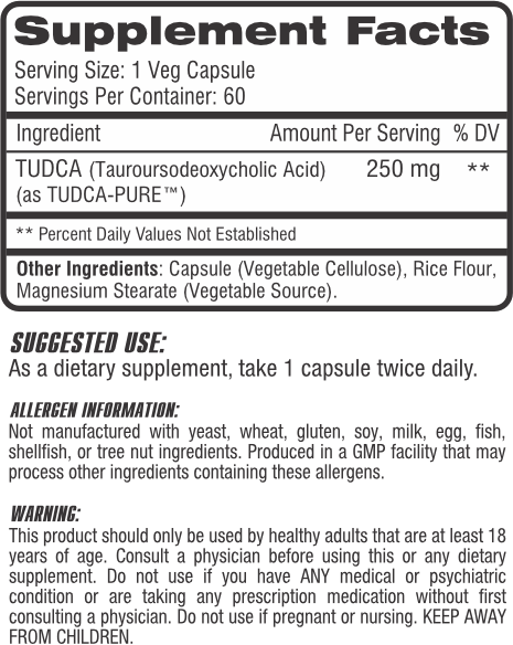 CEL TUDCA - 60 Veg Caps - Evolution Supplements - CEL TUDCA Ingredients