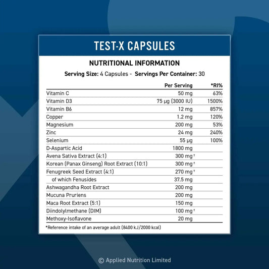 Applied Nutrition Test X Testosterone Support - 120 Caps