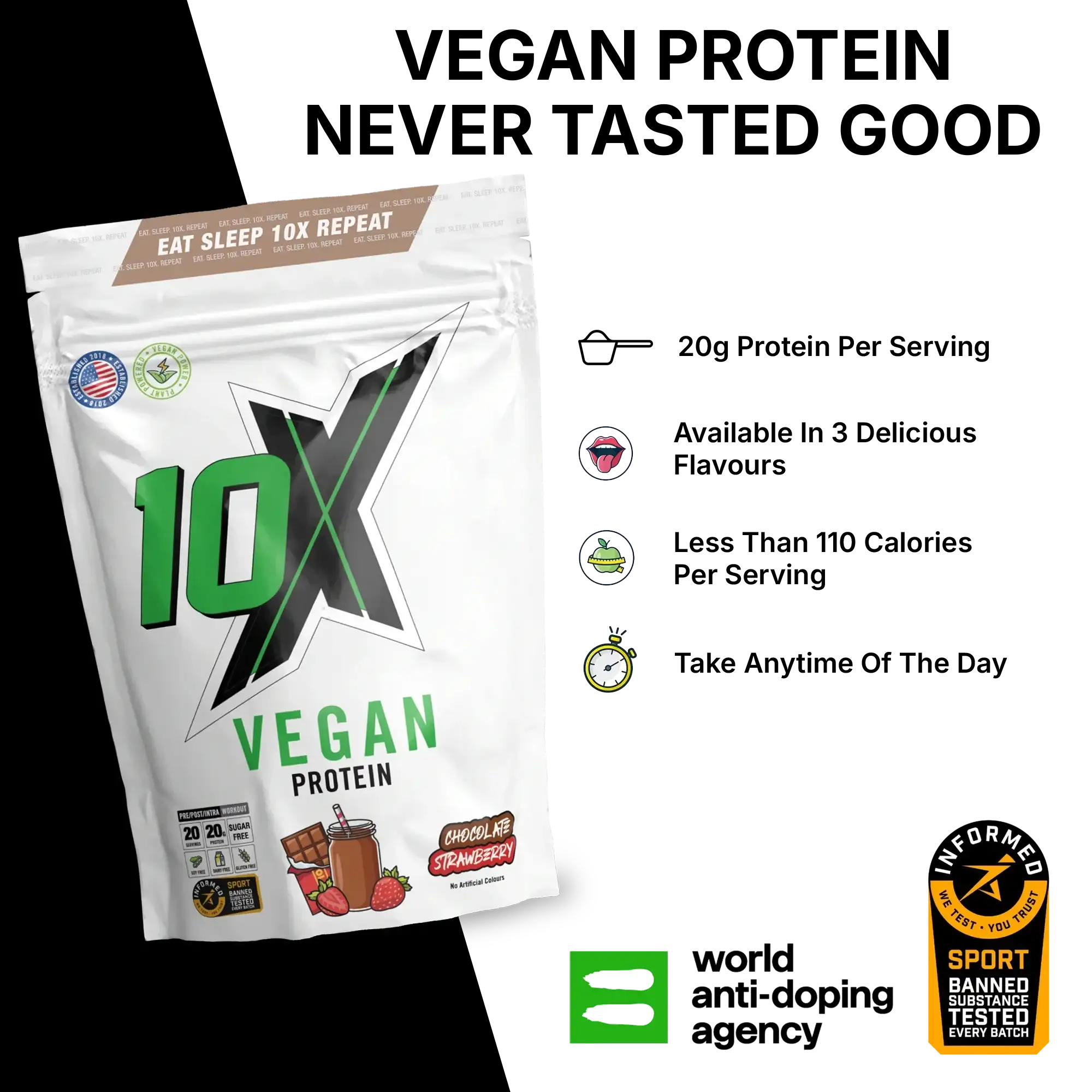 10X Vegan Protein 570g - Variety of Flavours