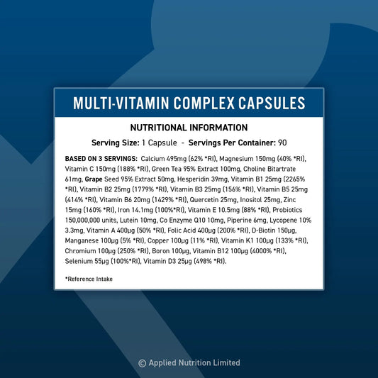 Applied Nutrition Multi-Vitamin Complex nutritional information