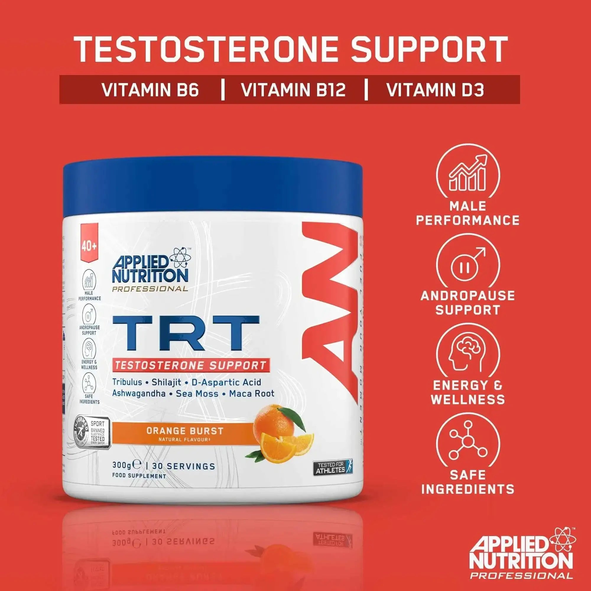 Applied Nutrition Testosterone Health TRT Supplement 300g - Variety of Flavours