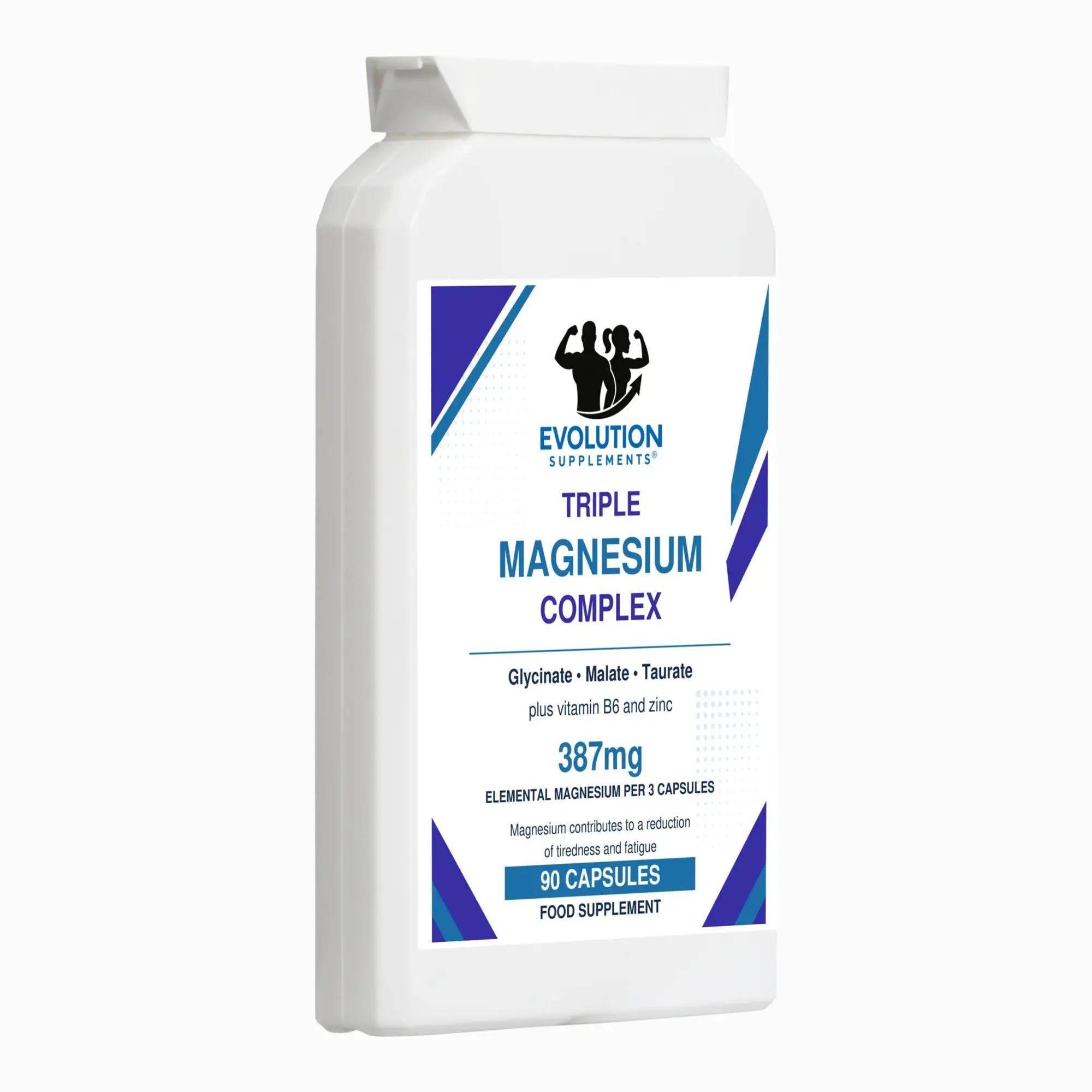 Evolution Supplements Triple Magnesium Complex 90 capsules angled bottle