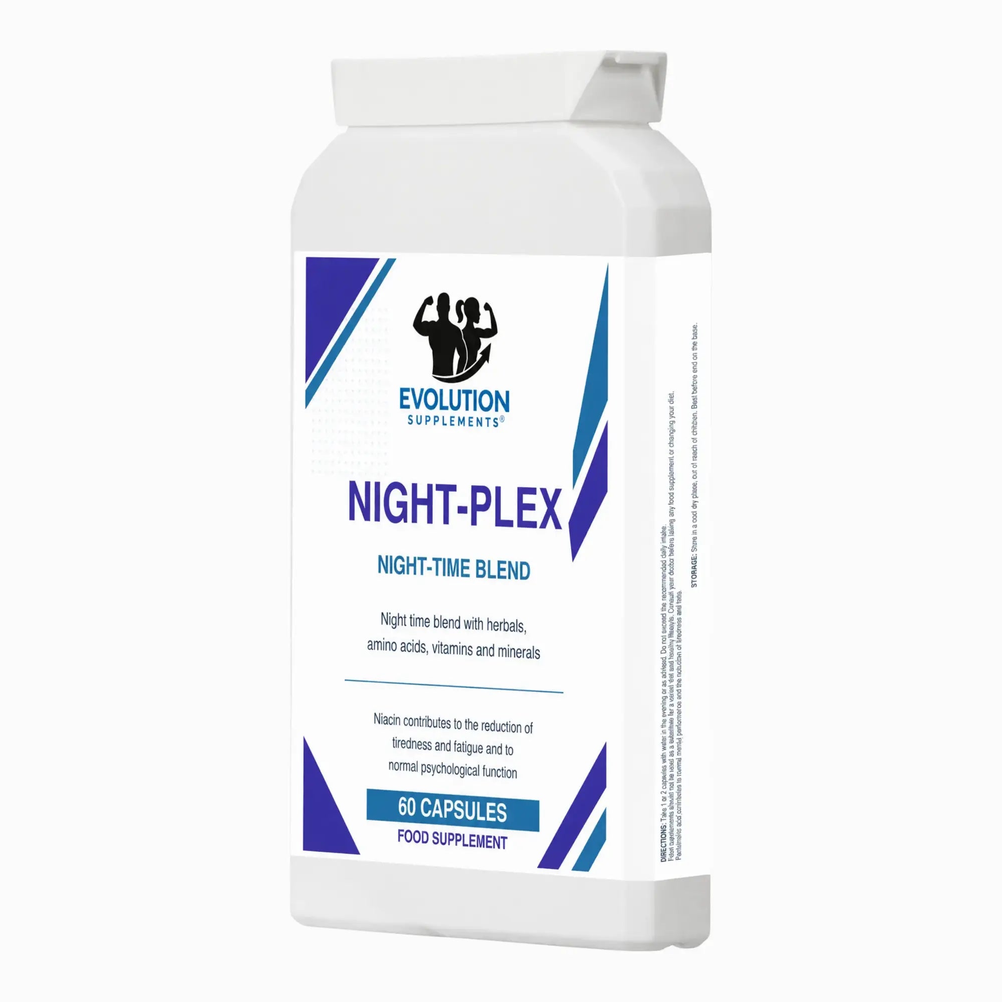 Evolution Supplements Night-Plex 60 capsules front and directions view