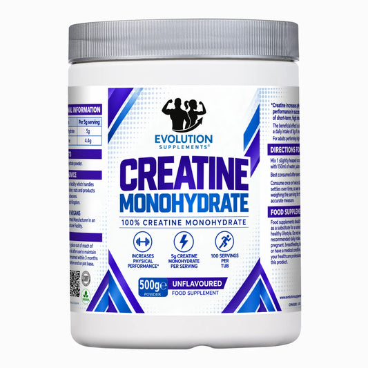 Evolution Supplements Creatine Monohydrate 500g unflavoured full tub