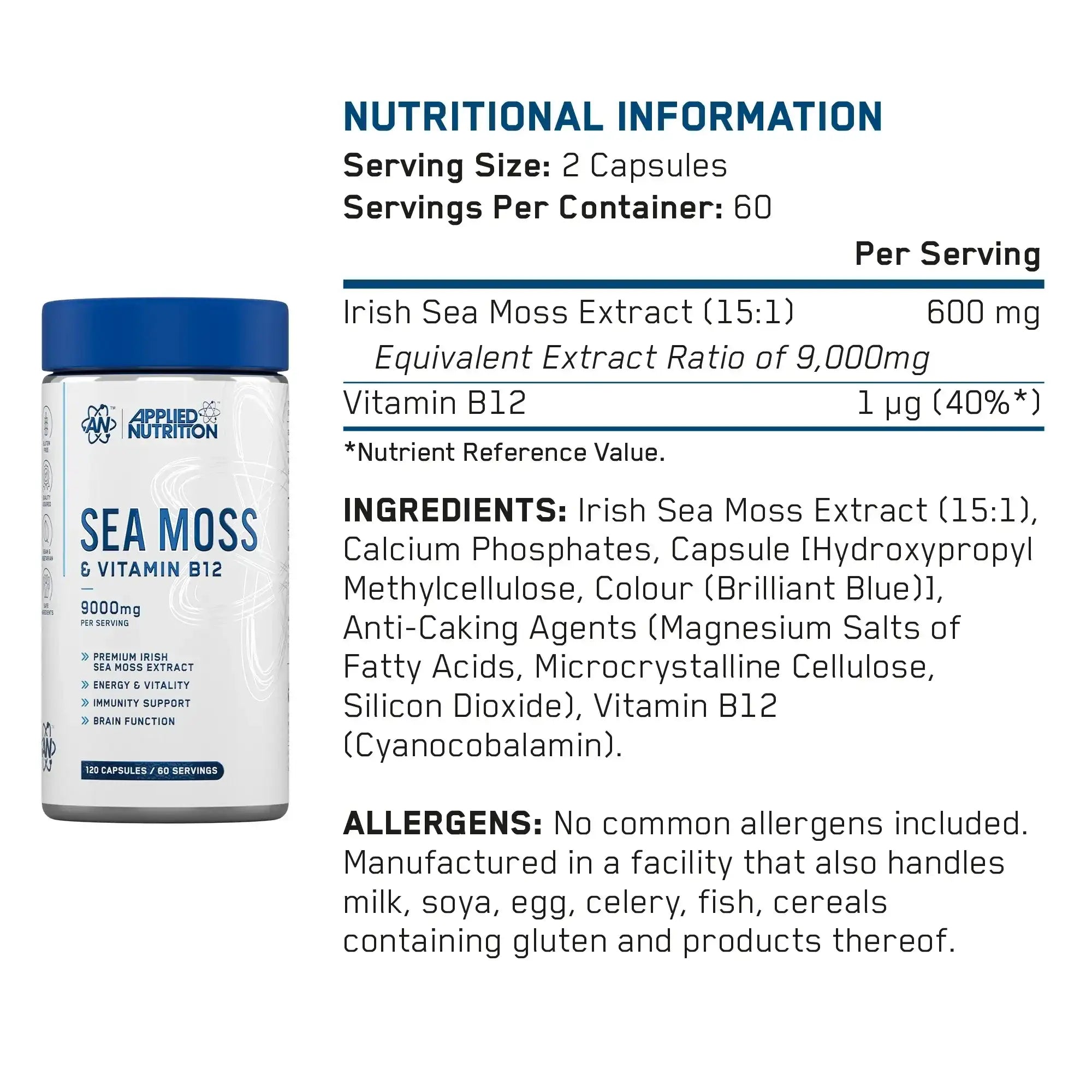 Applied Nutrition Sea Moss & Vitamin B12 - 120 Capsules